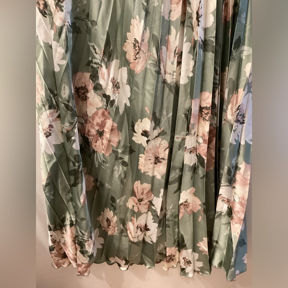 Abercrombie & Fitch Giselle Pleated One Shoulder Green Floral Maxi Dress Size M - Picture 13 of 16